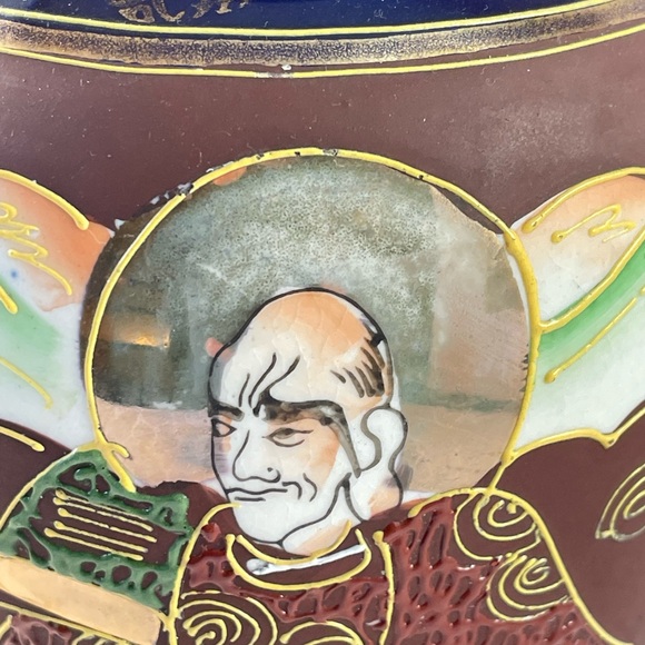 Vintage Japanese Handpainted Moriage Urn Geisha Shogun Asian Decor - Picture 6 of 15